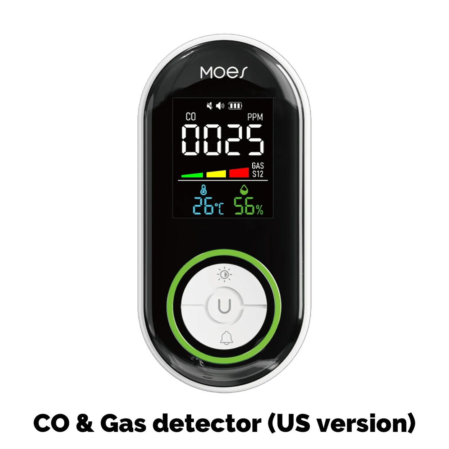MOES CO Smoke Gas Detector Alarm Plug-in Carbon Monoxide Sensor Warning LED Display Temperature Humidity Kitchen Garage Boiler