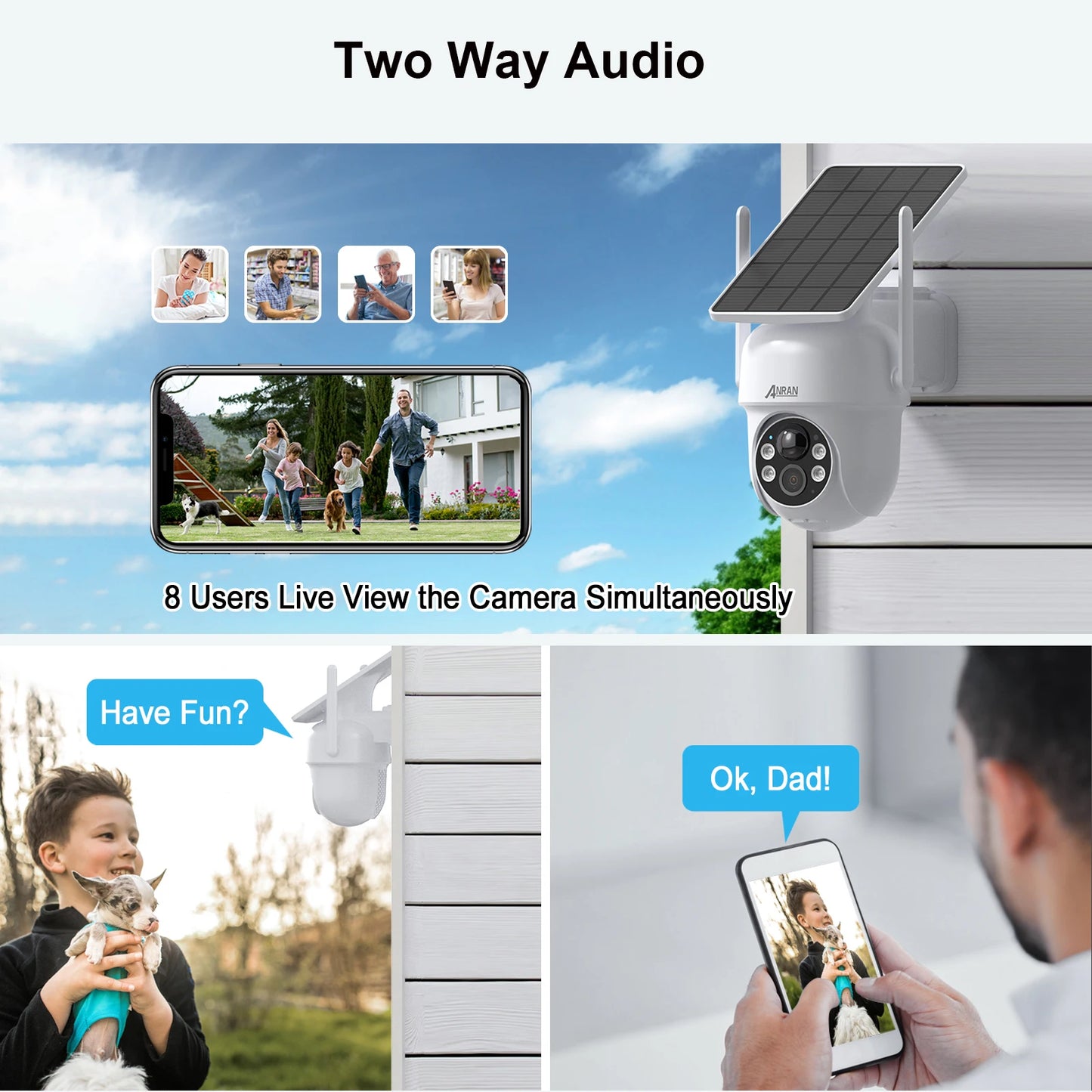 ANRAN Solar Camera 1/2pcs 3/5MP Outdoor 2.4G Wifi Security Camera Battery Cameras Home Surveillance Protection