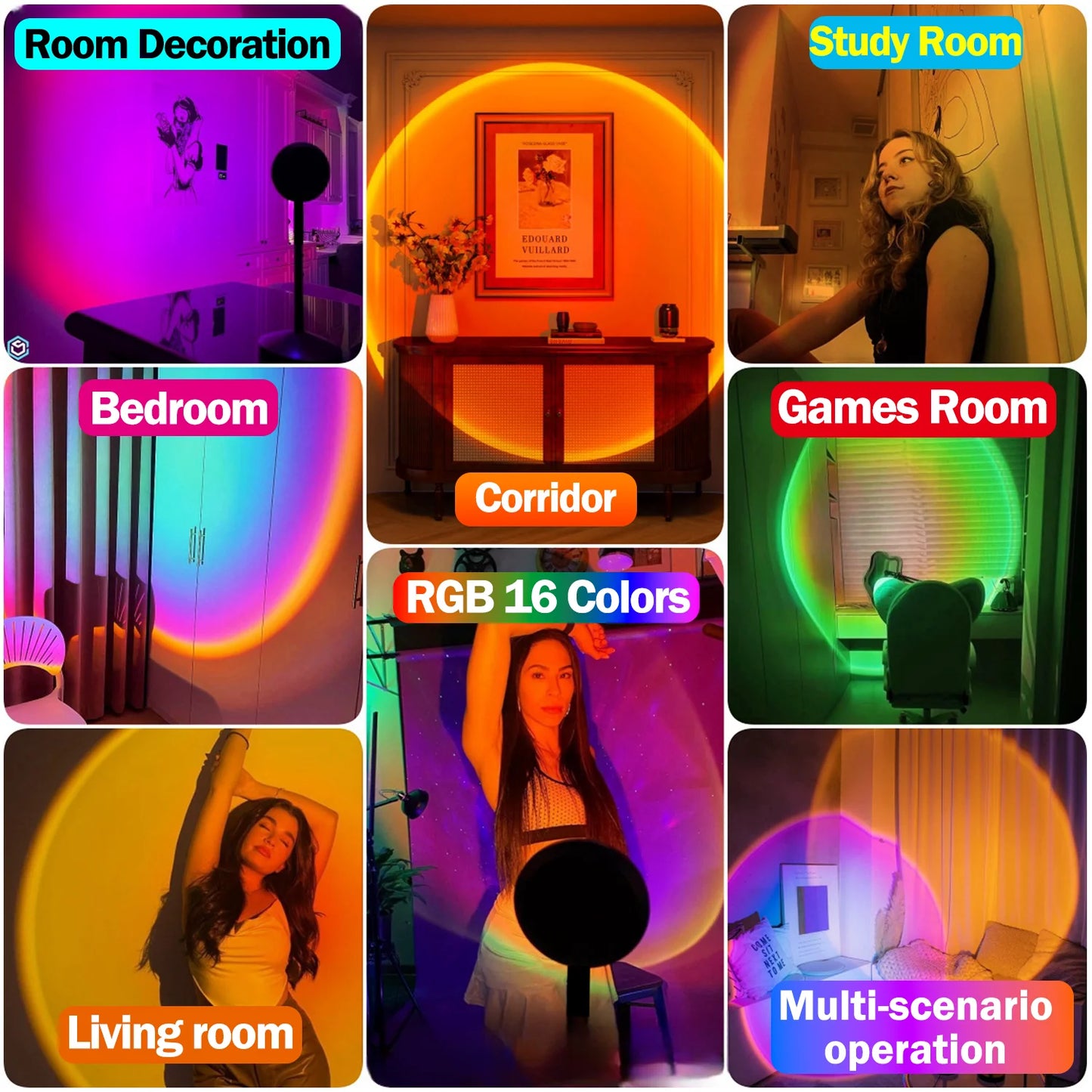 APP& Remote Control Sunset Lamp Projector Led Lights For Room Bedroom Light Decor Dimmable 16 Modes
