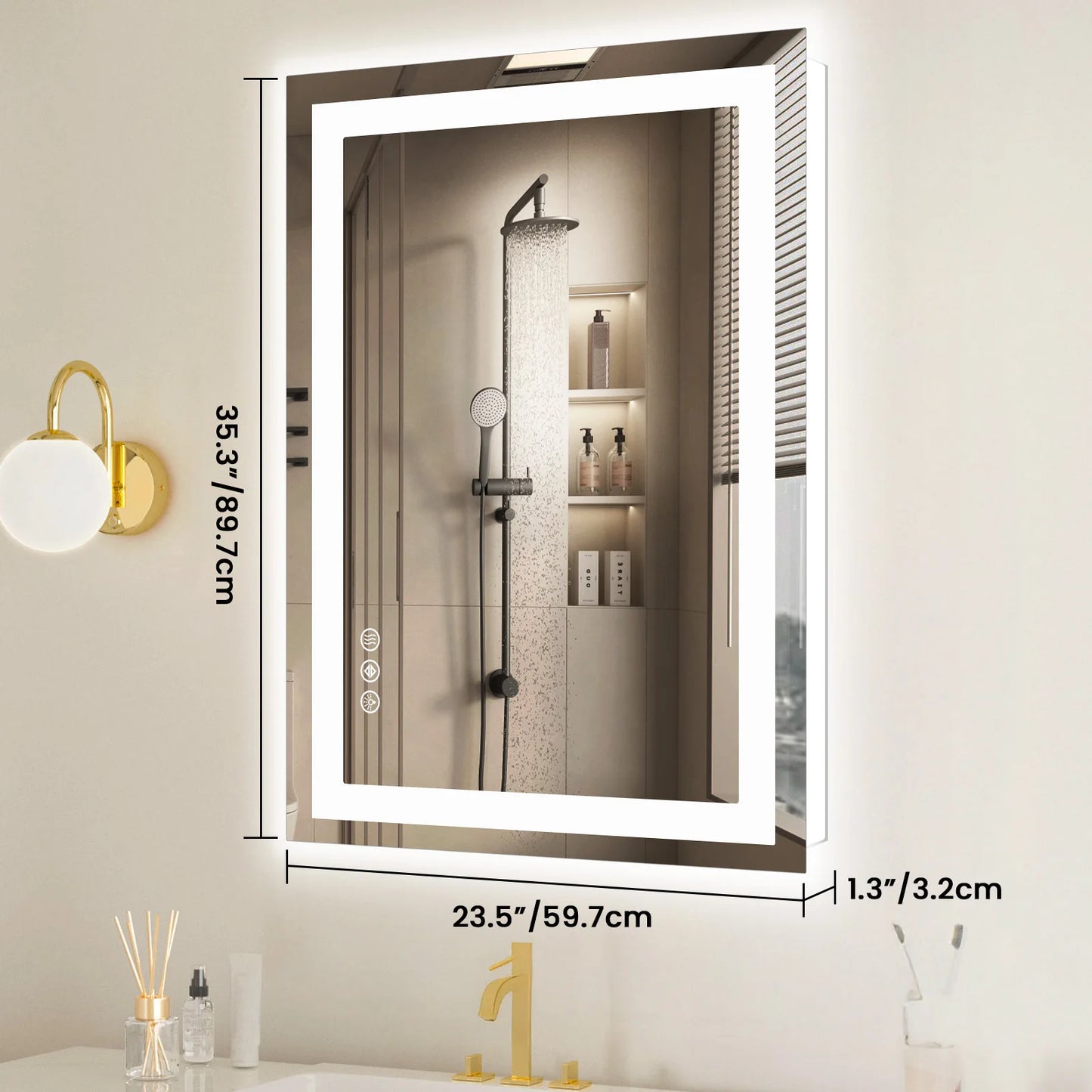 JHK LED Bathroom Vanity Mirror With Memory Function And Front Light Backlit