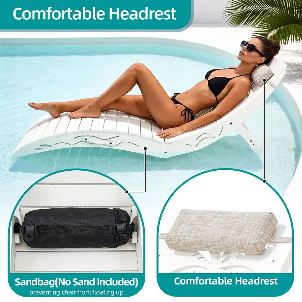 BONA Chaise Lounge Chair Outdoor Set of 2, Wicker Chaise Lounger with 5 Positions, Pool Lounge Chairs with Wheels