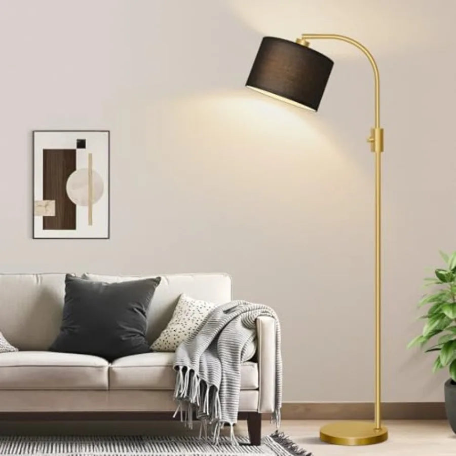 Upgraded Modern Arc Dimmable Tall Standing Floor Lamp with Linen Shade, 1200 Lumens LED Bulb Included, for Living and Reading R