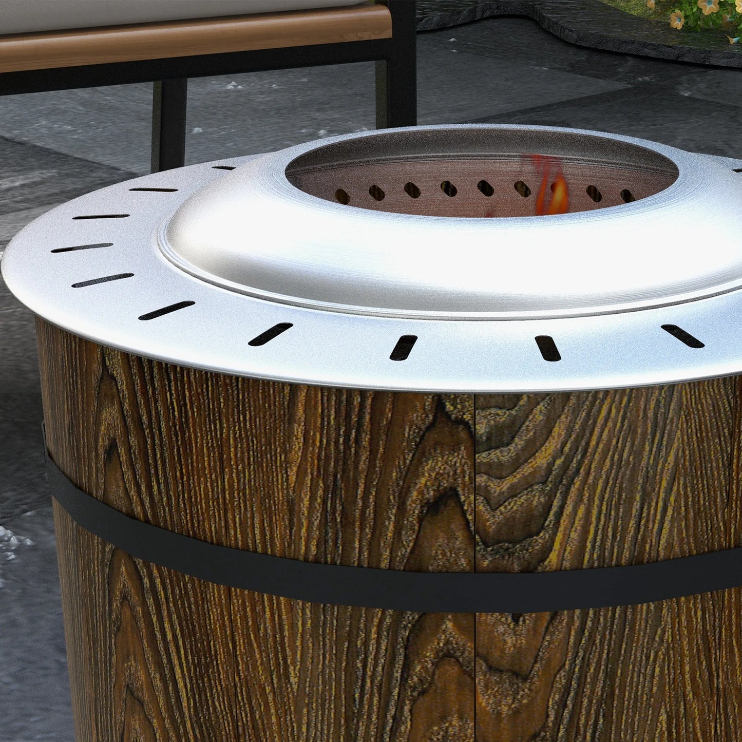 Smokeless Fire Pit with Mat, 20" Firepit, Magnesium Oxide, Brown