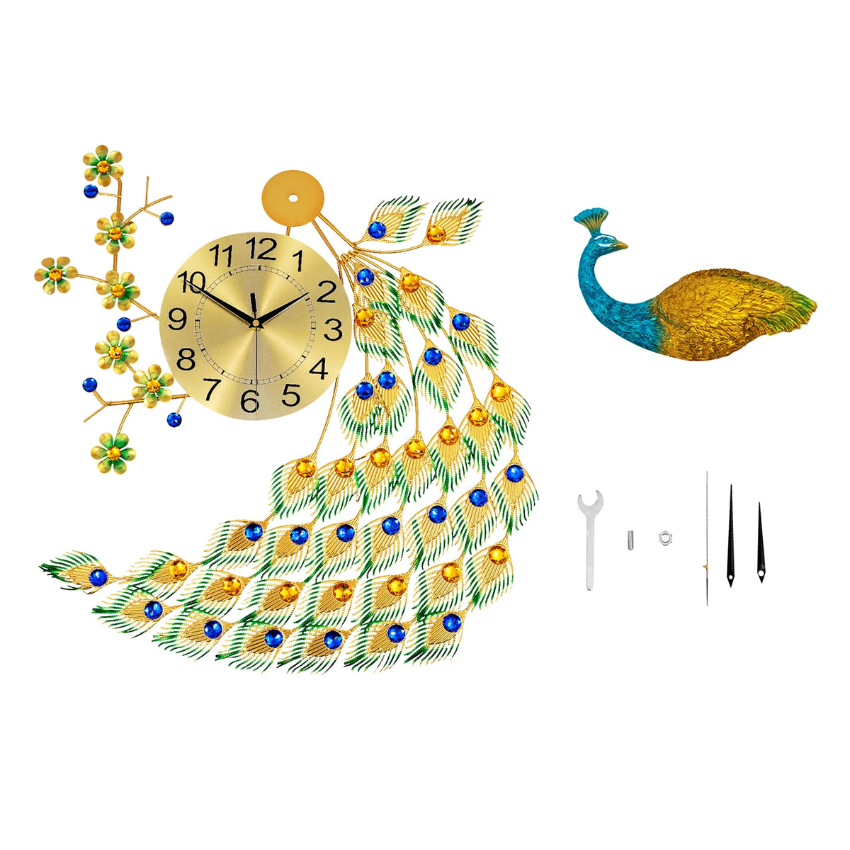 Modern Peacock Wall Clock Silent Quartz Decorative