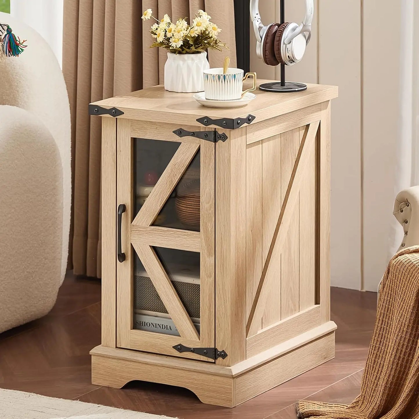 Narrow Night Stand for Small Spaces,