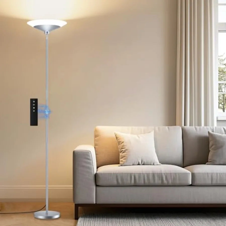 Torchiere Floor Lamp - 72" Tall LED Standing Lamp with Remote/Button Control, 1800Lm, 3000-6500K, 30W Dimmable Modern Corner Fl