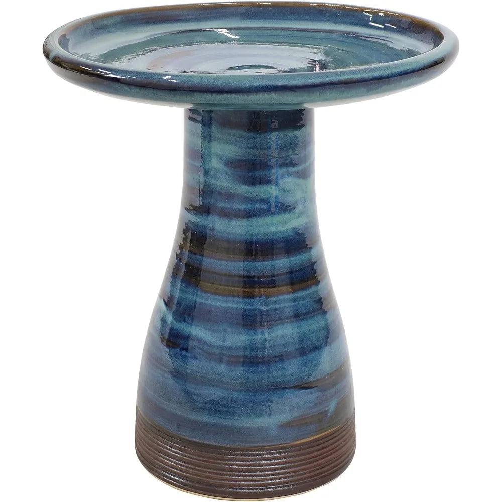 Ceramic Bird Bath Outdoor Hand-Painted Bowl UV Frost-Resistant Finish