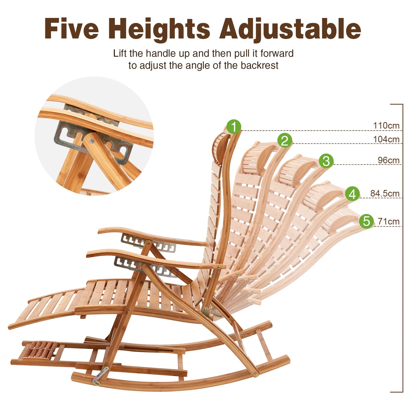 Heavy Duty Folding Rocking Bamboo Chair For Indoor Outdoor Use