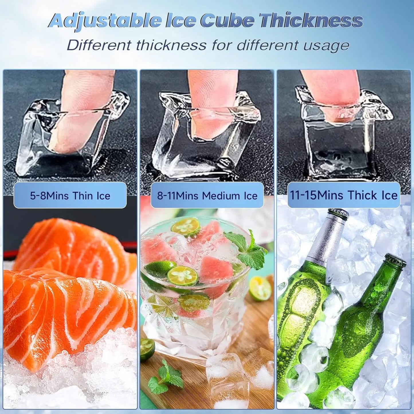 Commercial 580Lbs/24H Ice Maker Machine, Ice Ready in 5-15 min,380Lbs Large Storage, Stainless Steel