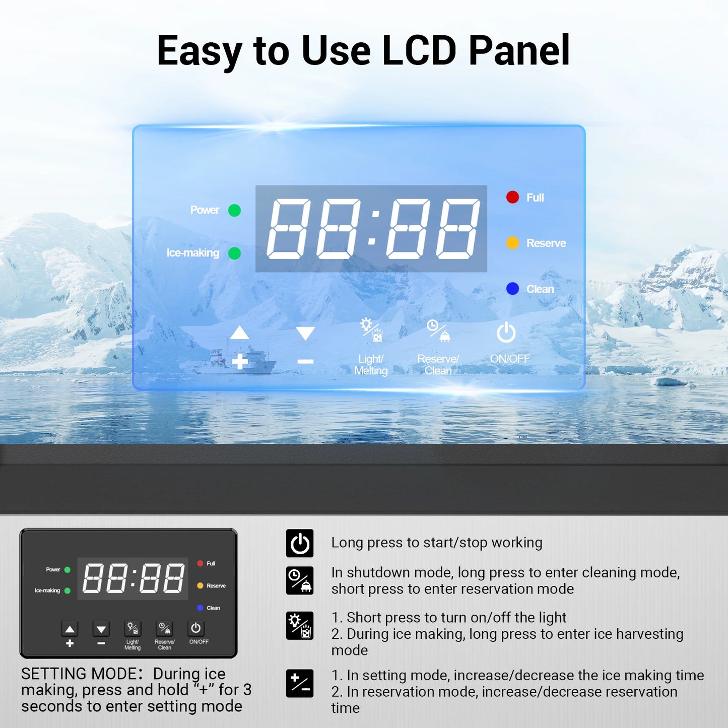 Commercial Ice Maker Machine 160LBS/24H, 45LBS Capacity Freestanding & Under Counter Ice Maker, Clear Ice Cubes