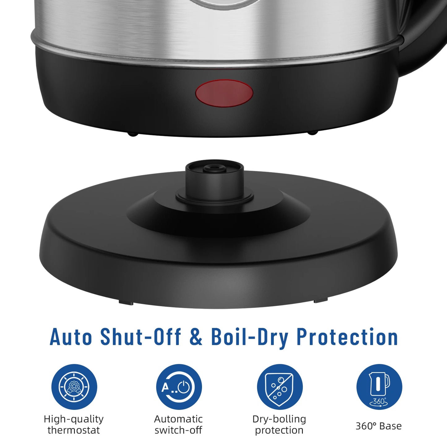 CACHOO Stainless Steel Electric Kettle 1500W Auto Shut-Off