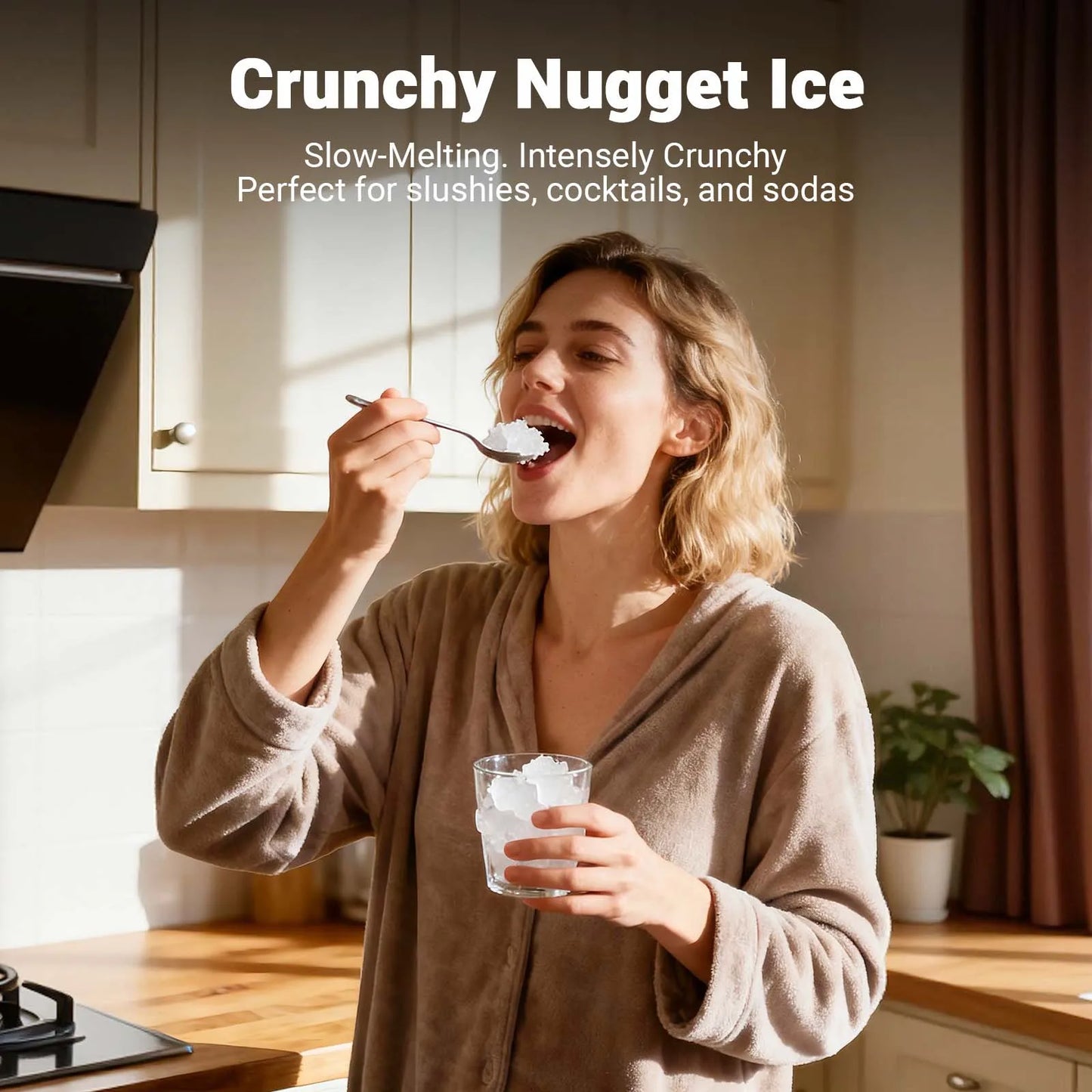 Nugget ice Maker countertop, Soft Pebble Ice Machine 40lbs/Day Small Chewable Pellet ice, Stainless Steel Quiet Ice Maker Self Cleaning, Ice Ready in 6 Mins for Home Kitchen Office