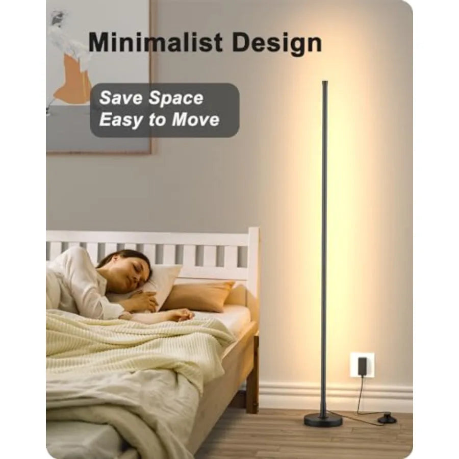 Corner Lamp, Minimalist LED Lamp with Remote Control, Dimmable Corner Light, Corner Floor Lamp Perfect for Living Room, Bedroom