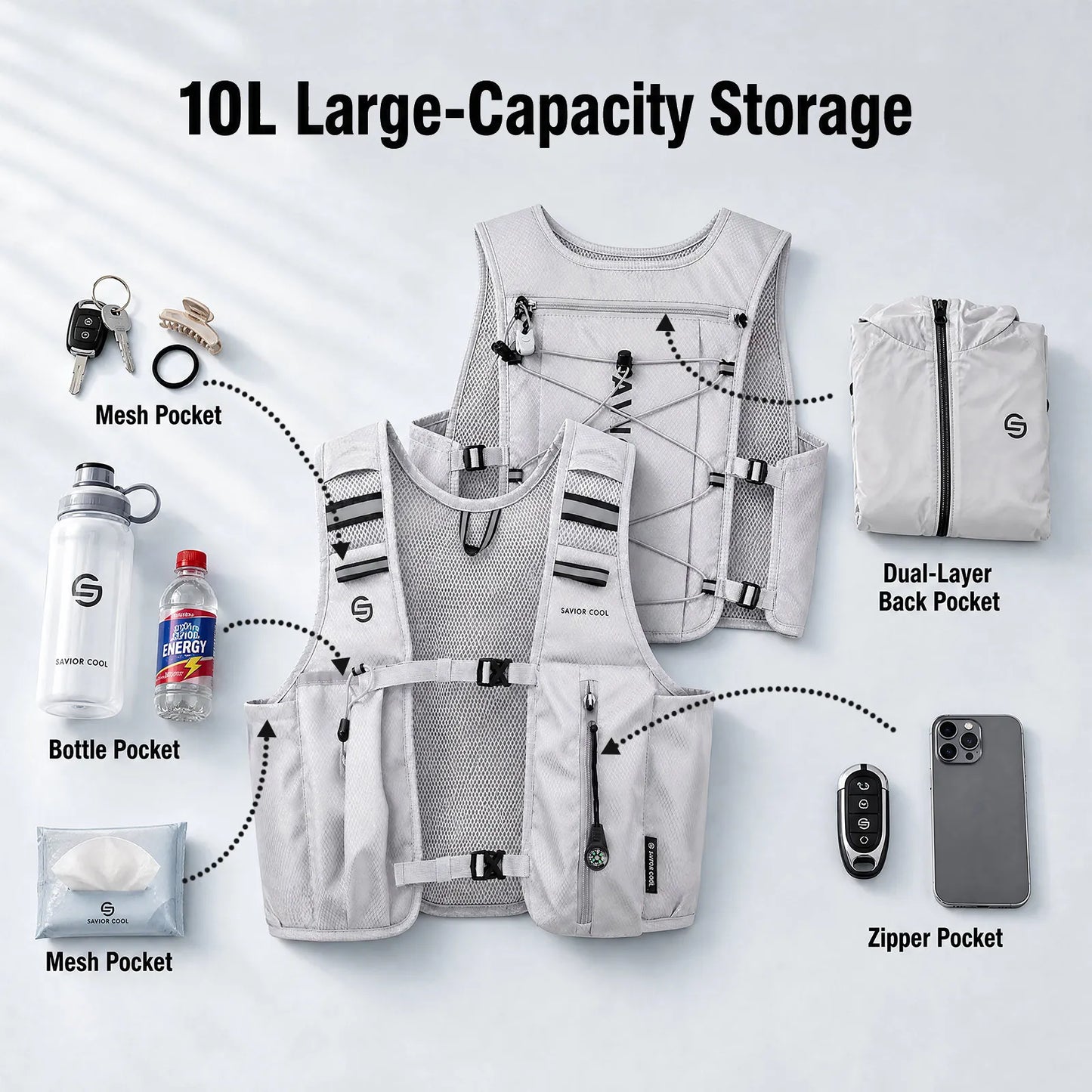 Outdoors Cooling Vest Tactical Cooling Vest AC Vest Constant-Temperature Summer Cooling Technology with Built-in Water Bladder