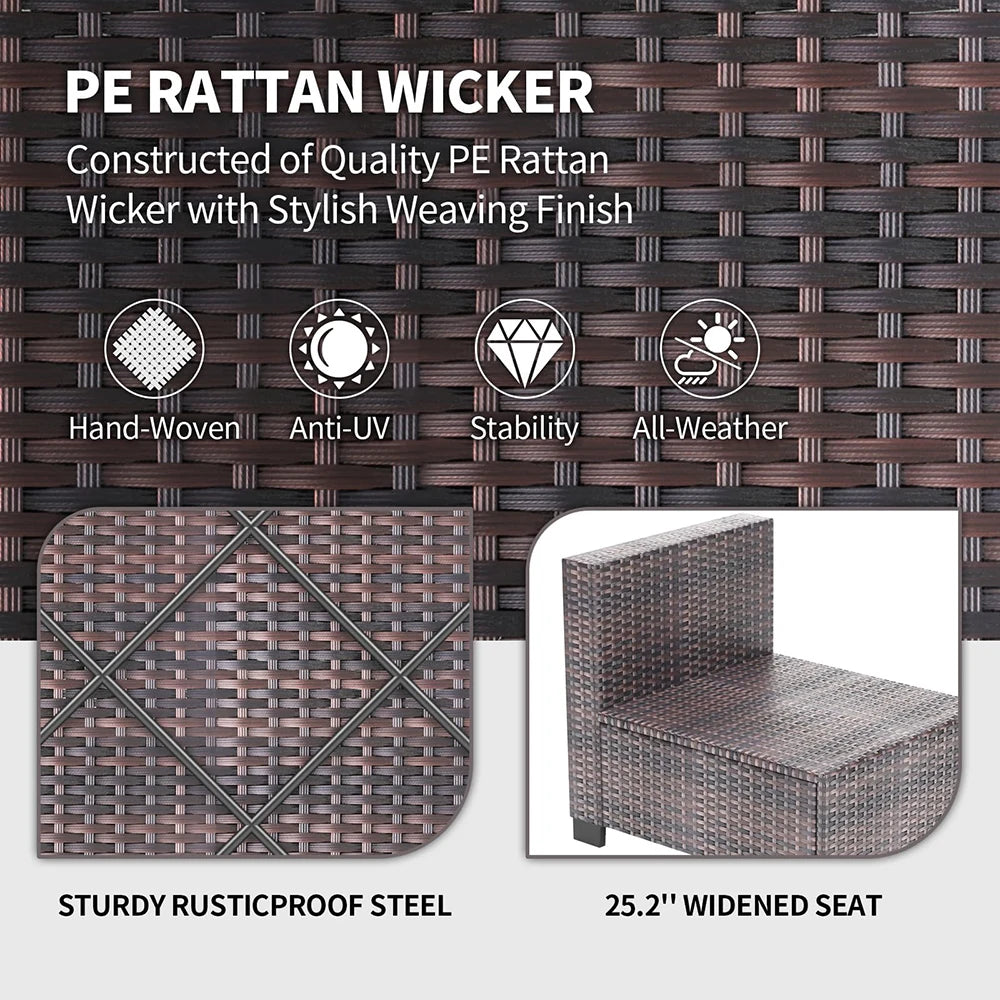 HiMISS 7-Piece PE Rattan Patio Set With Cushions Glass Table