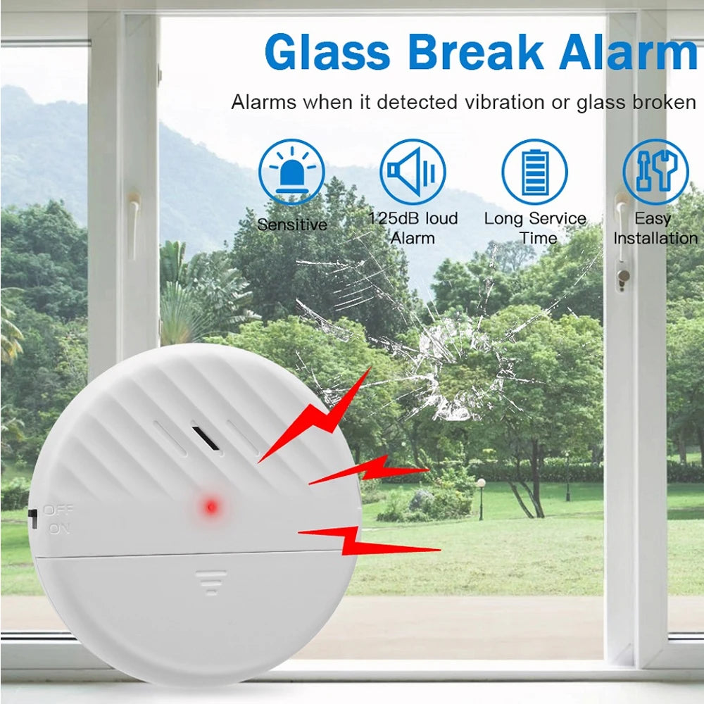125dB Wireless Glass Break Alarm Vibration Sensor Alarm Door Window Alarm For Warning Burglars Anti-Theft Security