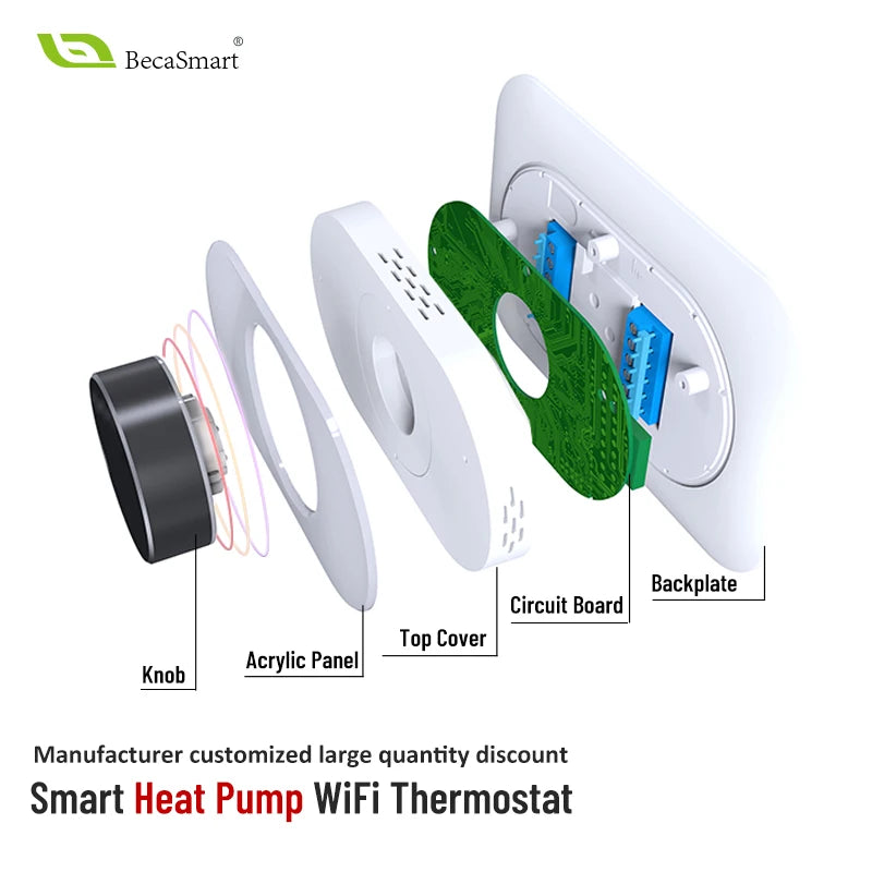 Becasmart BHP-7000 WiFi Thermostat For Home HVAC Heat Pump