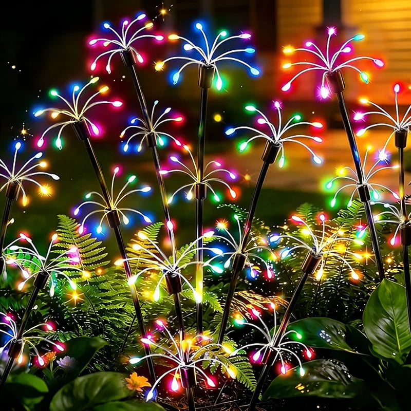 Solar Patio Lamp Solar Firework Sway Lights Outdoor Waterproof Flower Decor Atmosphere for Landscape Garden Yard