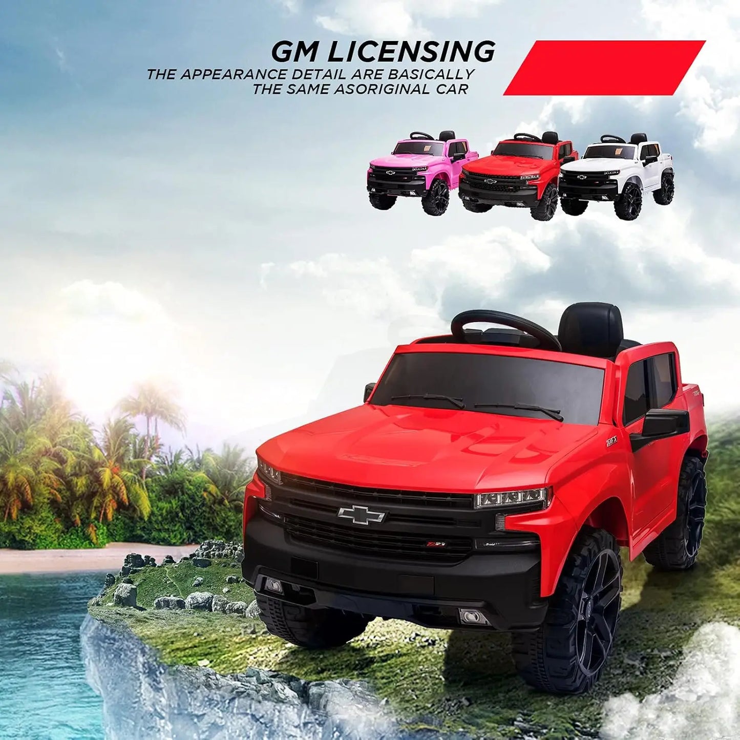 12V Electric Ride-On Truck w/Parent Remote Control, Bluetooth Speaker, LED Lights, Truck Bed Storage Battery Powered Car