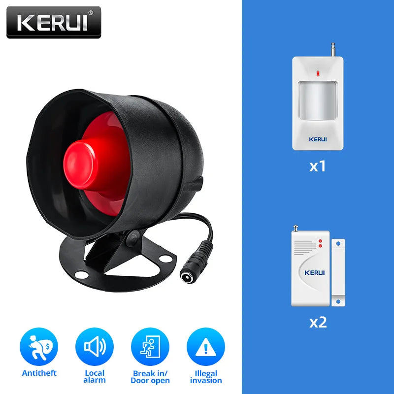 KERUI 110db The Alarm Loudly Speaker Siren Alarm System With Motion Door Windows Sensor for House Burglar Home Security Alarm