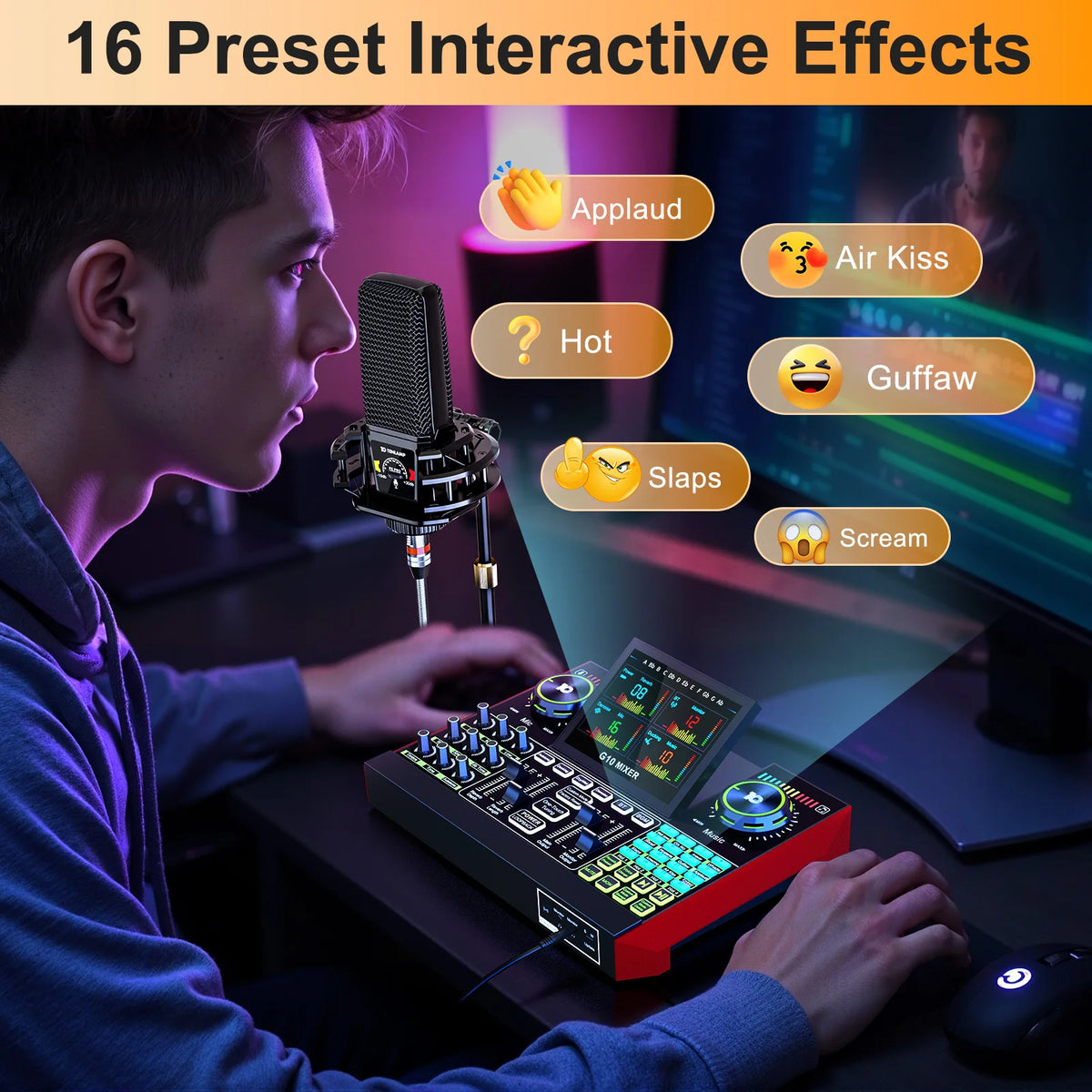 Tenlamp G10 Live Sound Card Mixer For Streaming And Recording
