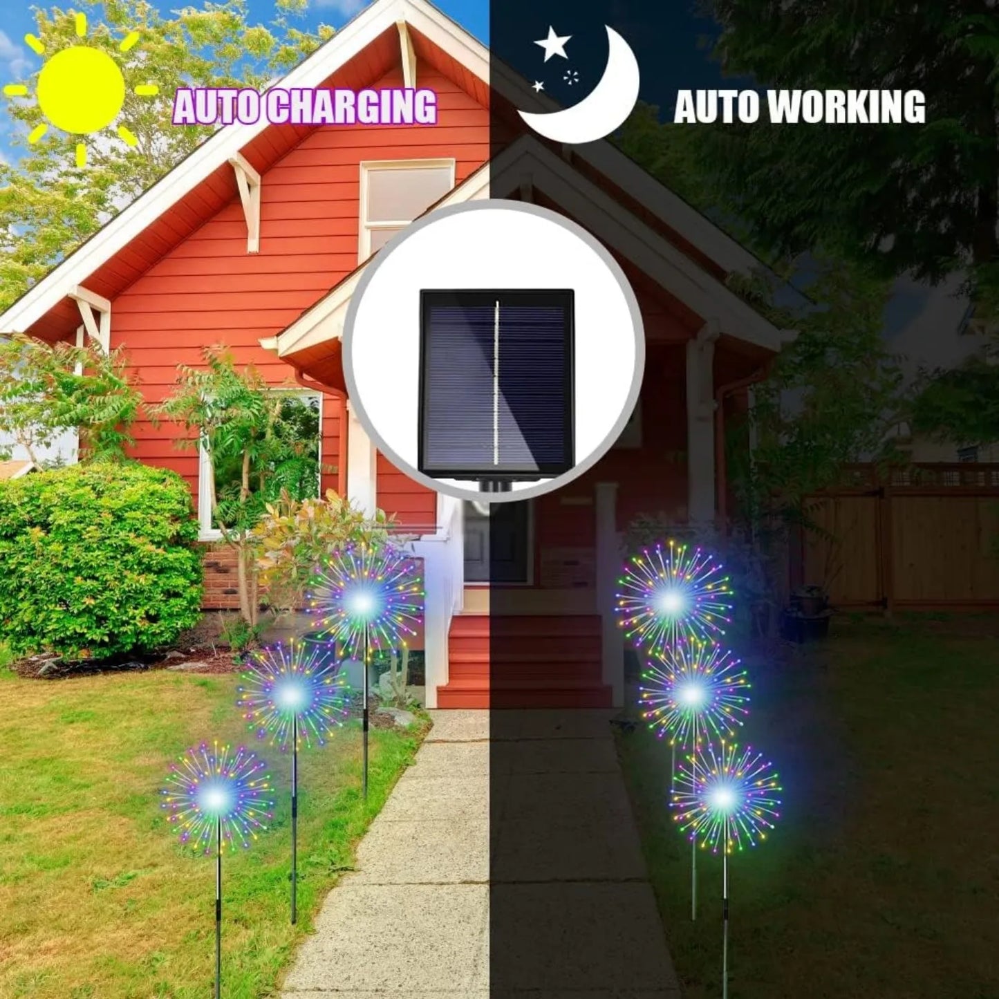 Solar Firework String Lights IP65 Waterproof 8 Modes With Remote
