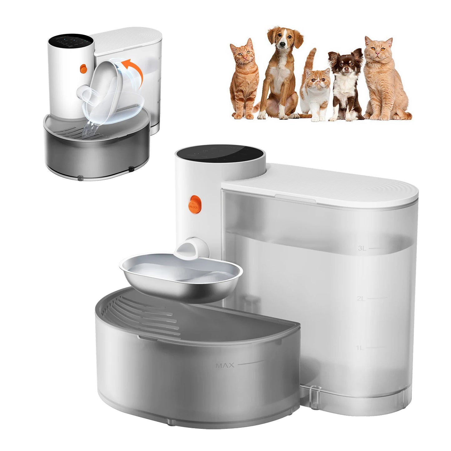 Booteely Automatic Stainless Steel Pet Water Dispenser