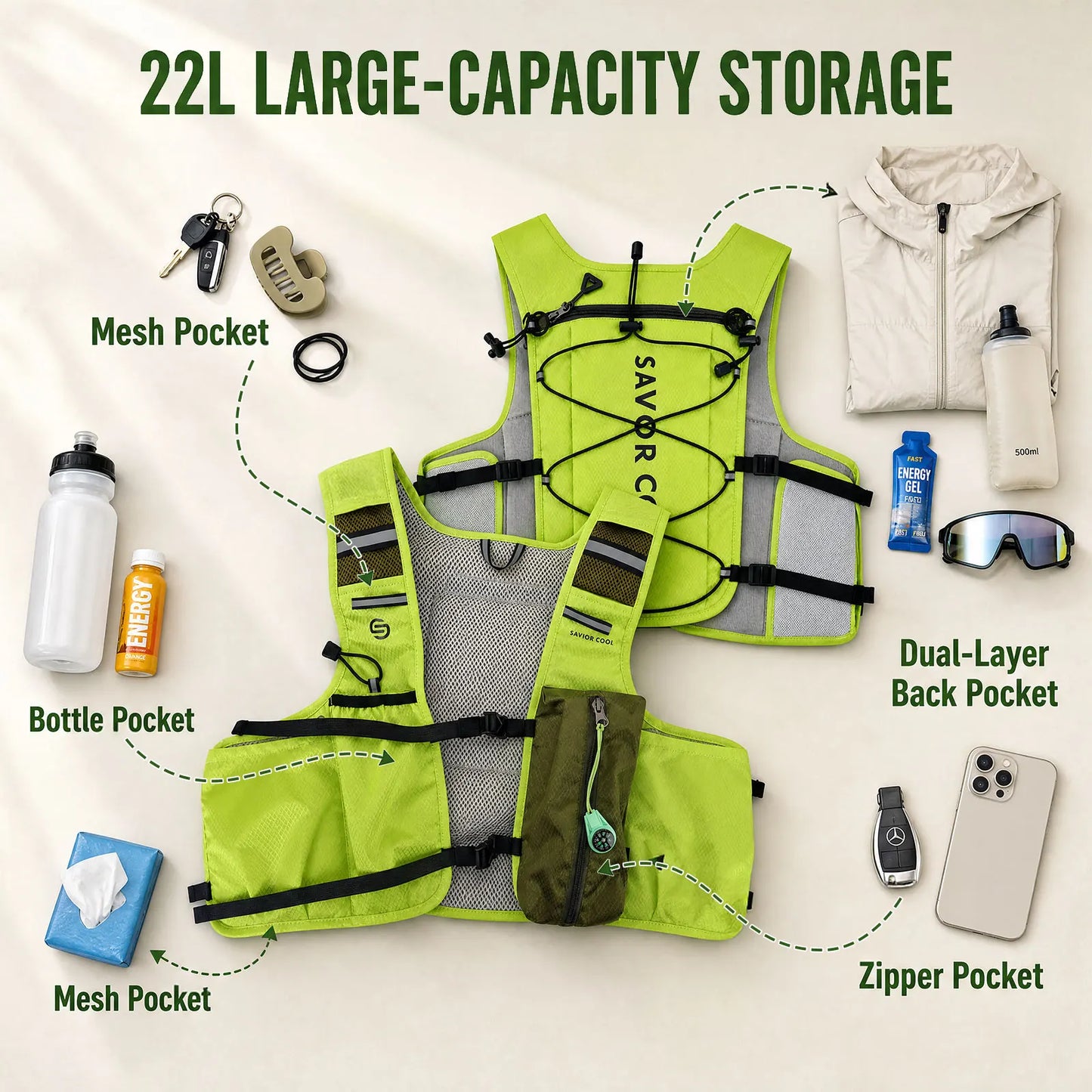 Outdoors Cooling Vest Tactical Cooling Vest AC Vest Constant-Temperature Summer Cooling Technology with Built-in Water Bladder