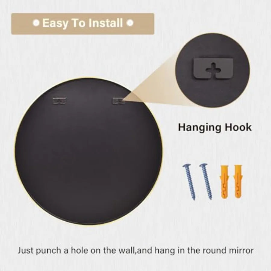 Round Mirror 30 Wall Mounted Circle Mirrors Vanity Mirror with Brushed Aluminum Alloy Frame Modern Decoration for Bathroom, Liv