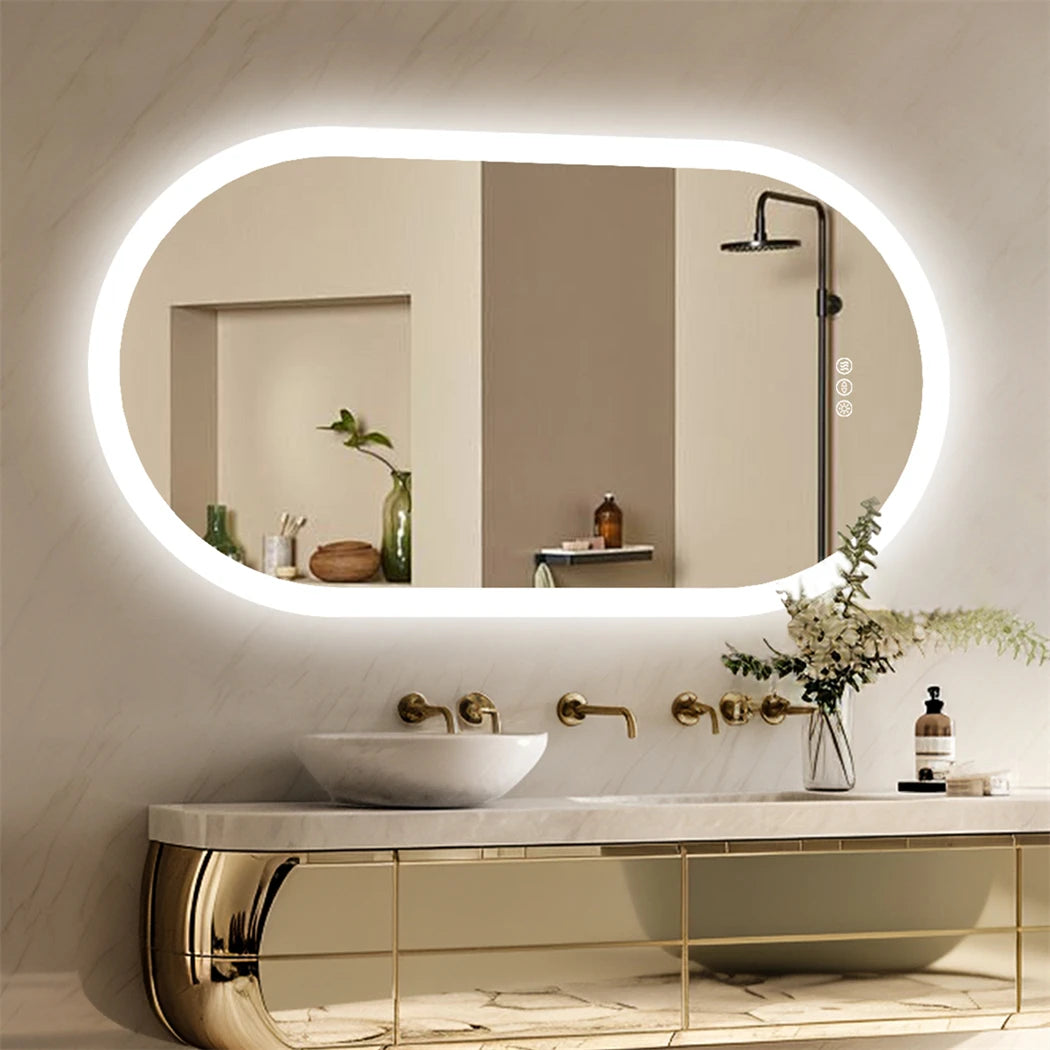 Borwart Oval Led Bathroom Mirror Dimmable Anti Fog Wall Mounted
