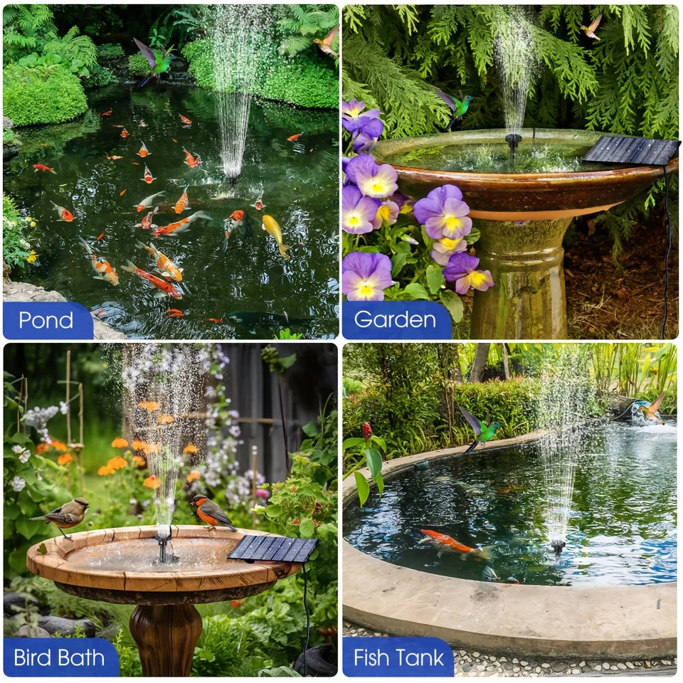 Solar Fountain Pump With 6 Nozzles For Outdoor Garden Decor