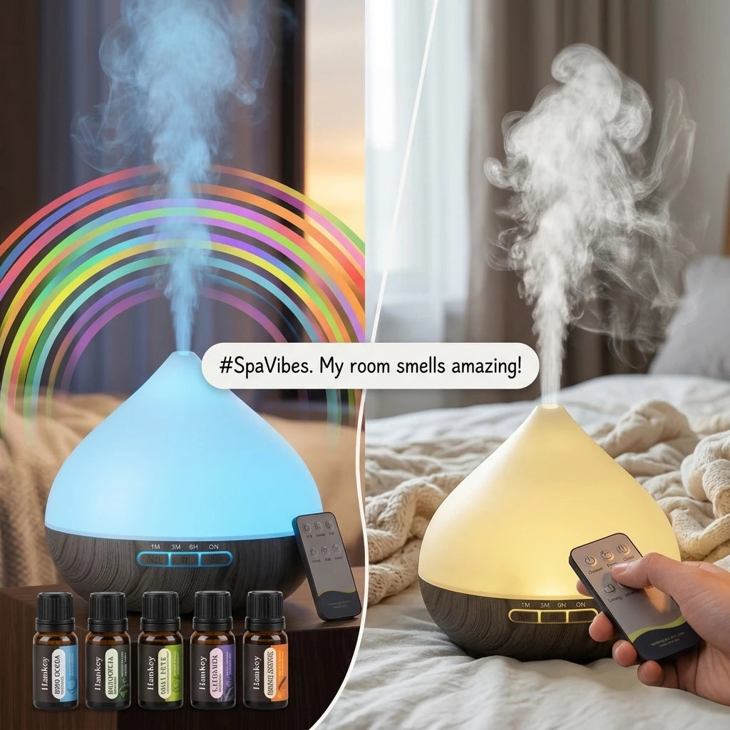 HonSun Ultrasonic Essential Oil Diffuser With Night Light Sensor