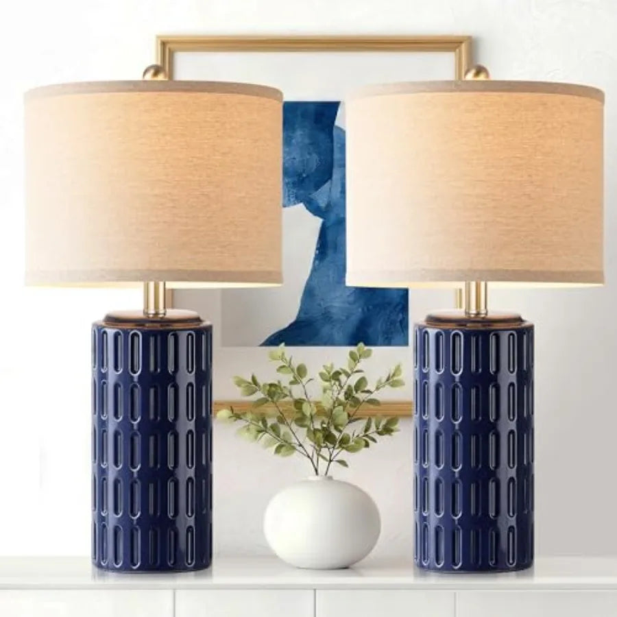 23" Modern Ceramic Table Lamp Set of 2, Table Lamps for Living Room, Rustic Farmhouse Bedside Lamps Nightstand lamp for Bedroom