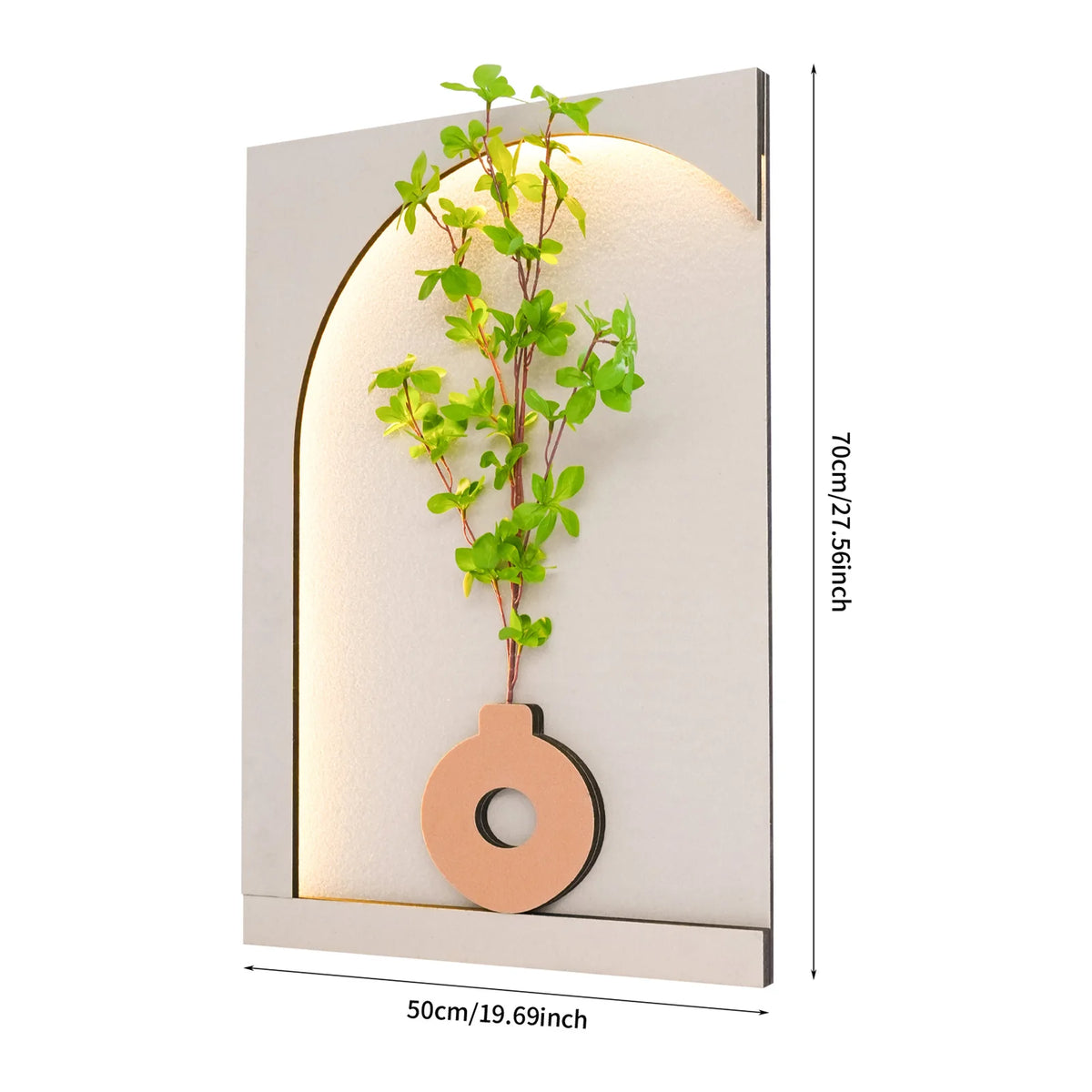 Handcrafted Sandstone Wall Art With Dimmable Led Simulated Plant