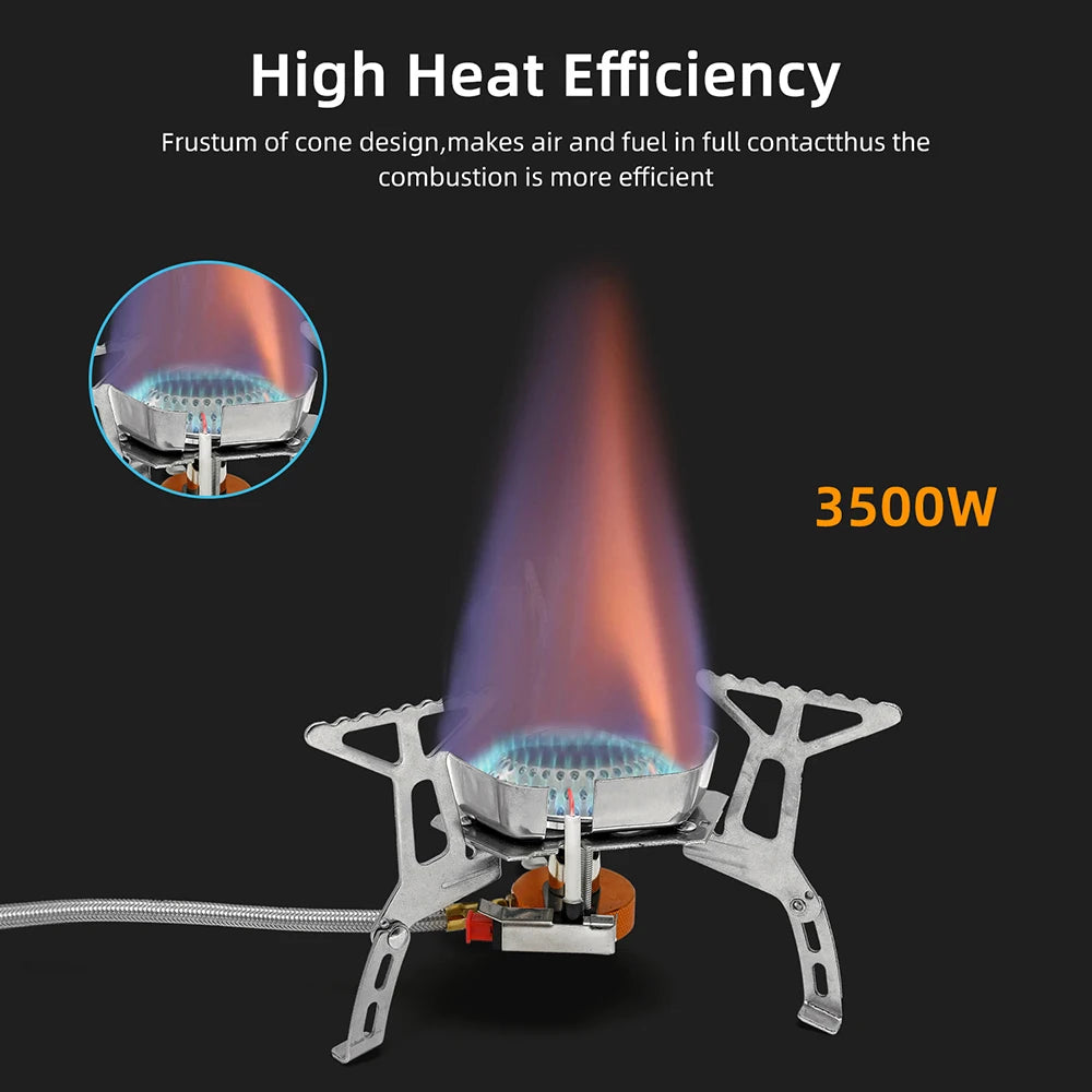 Camping Wind Proof Gas Stove Outdoor Burner Strong Fire Heater Cooker Portable Furnace Supplies Equipment Picnic