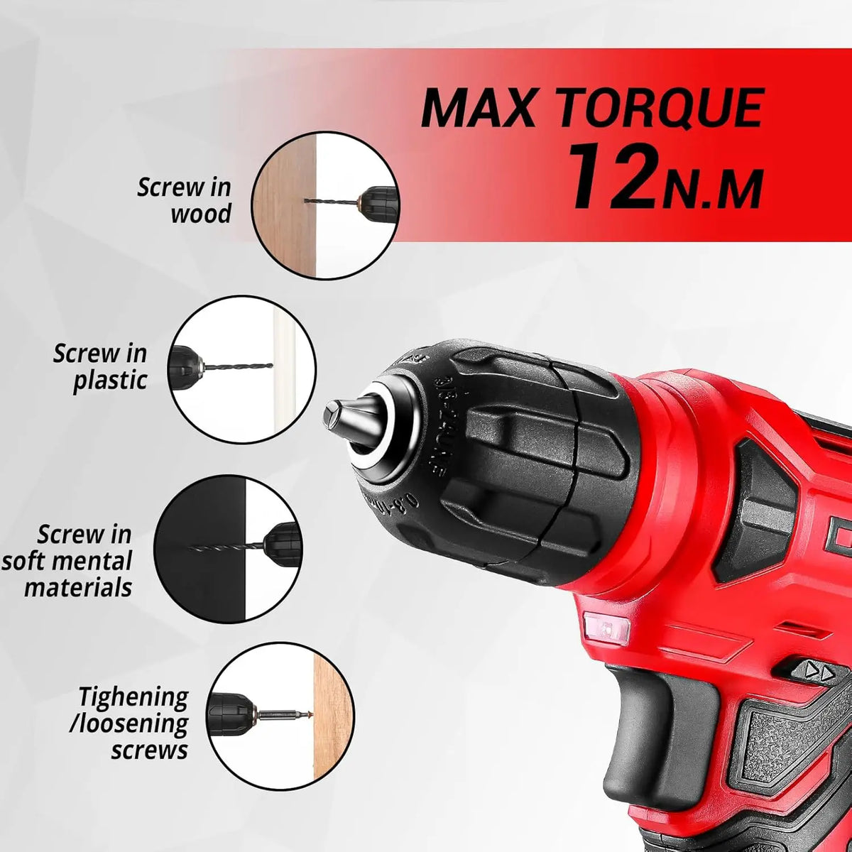 DEKO 8V Cordless Drill 126 Piece Professional Tool Kit