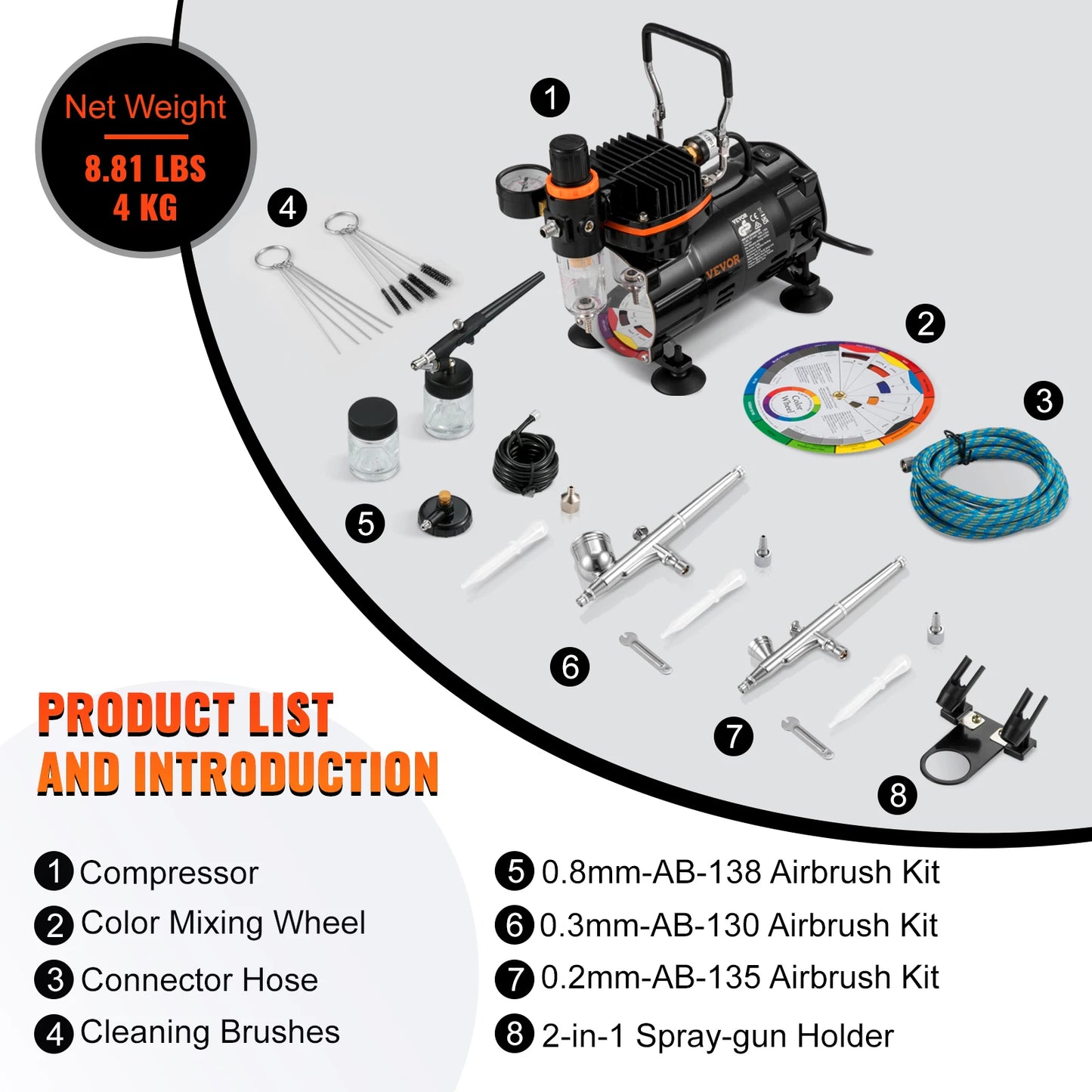 SucceBuy 120W Dual Action Airbrush Spray Gun Kit Professional