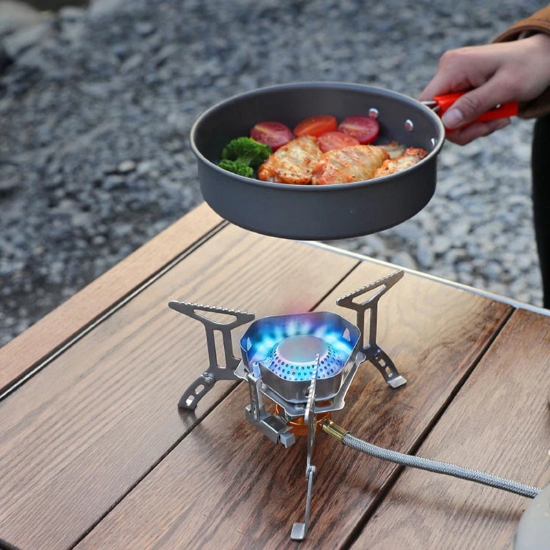Camping Wind Proof Gas Stove Outdoor Burner Strong Fire Heater Cooker Portable Furnace Supplies Equipment Picnic