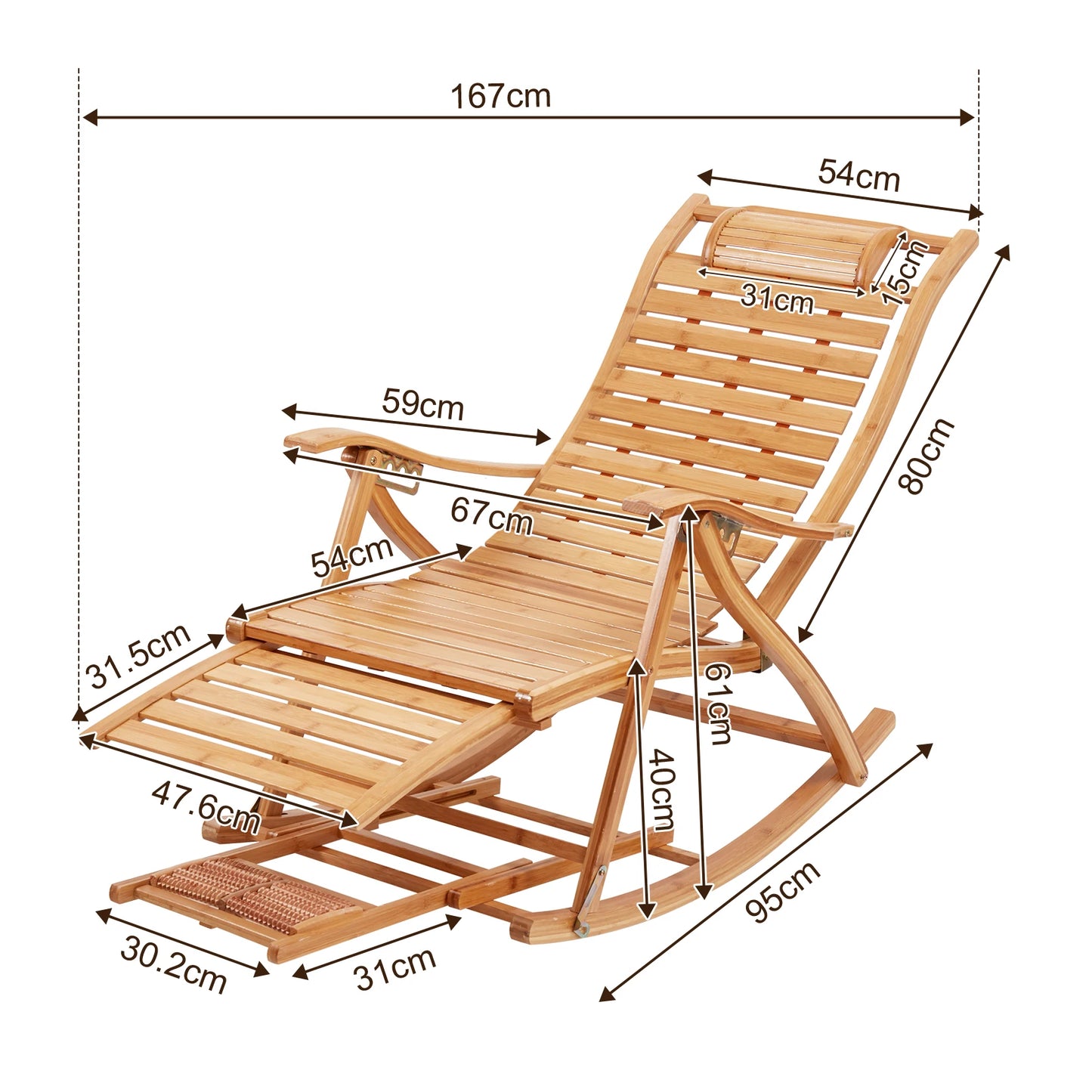 Heavy Duty Folding Rocking Bamboo Chair For Indoor Outdoor Use