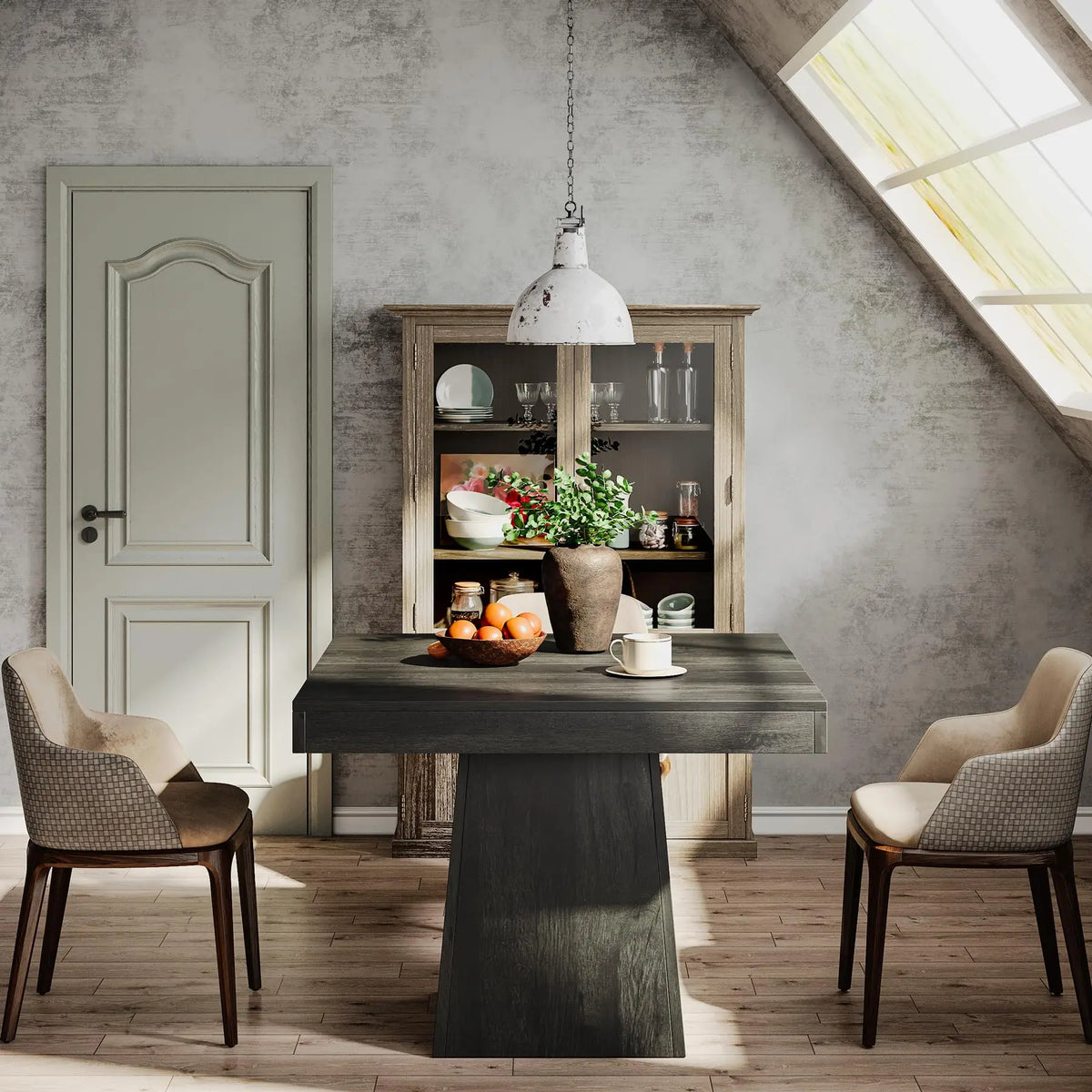 Tribesigns Square Wooden Dining Table With Pedestal Base