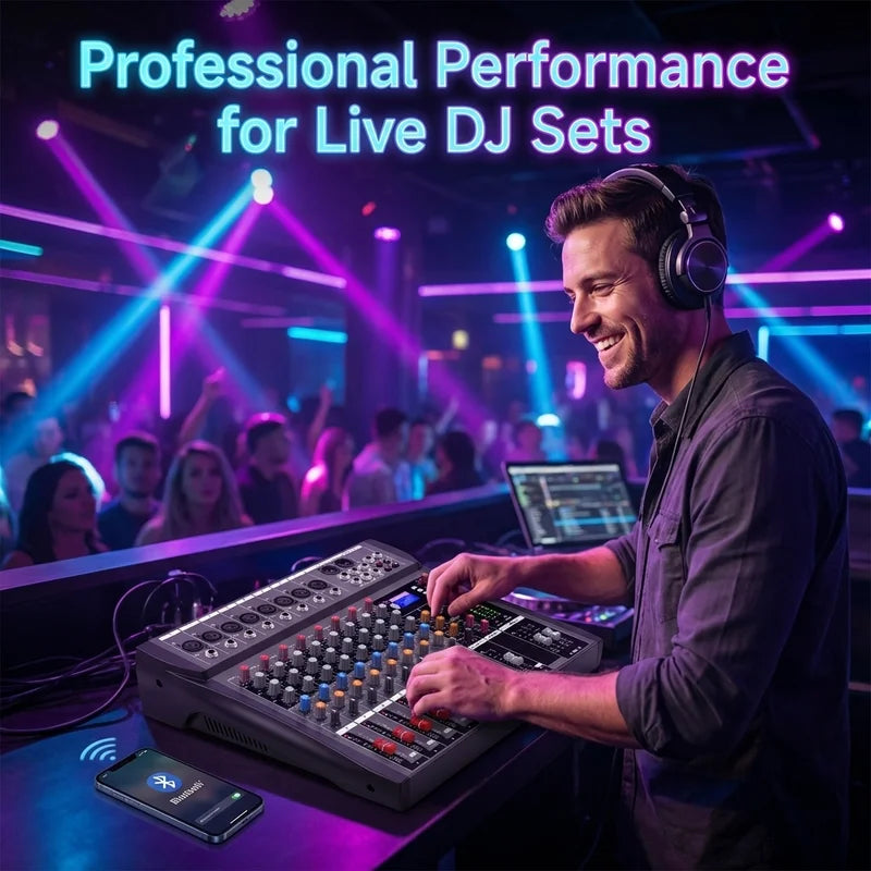 NXG 8 Channel Audio Mixer With Usb And Professional Console