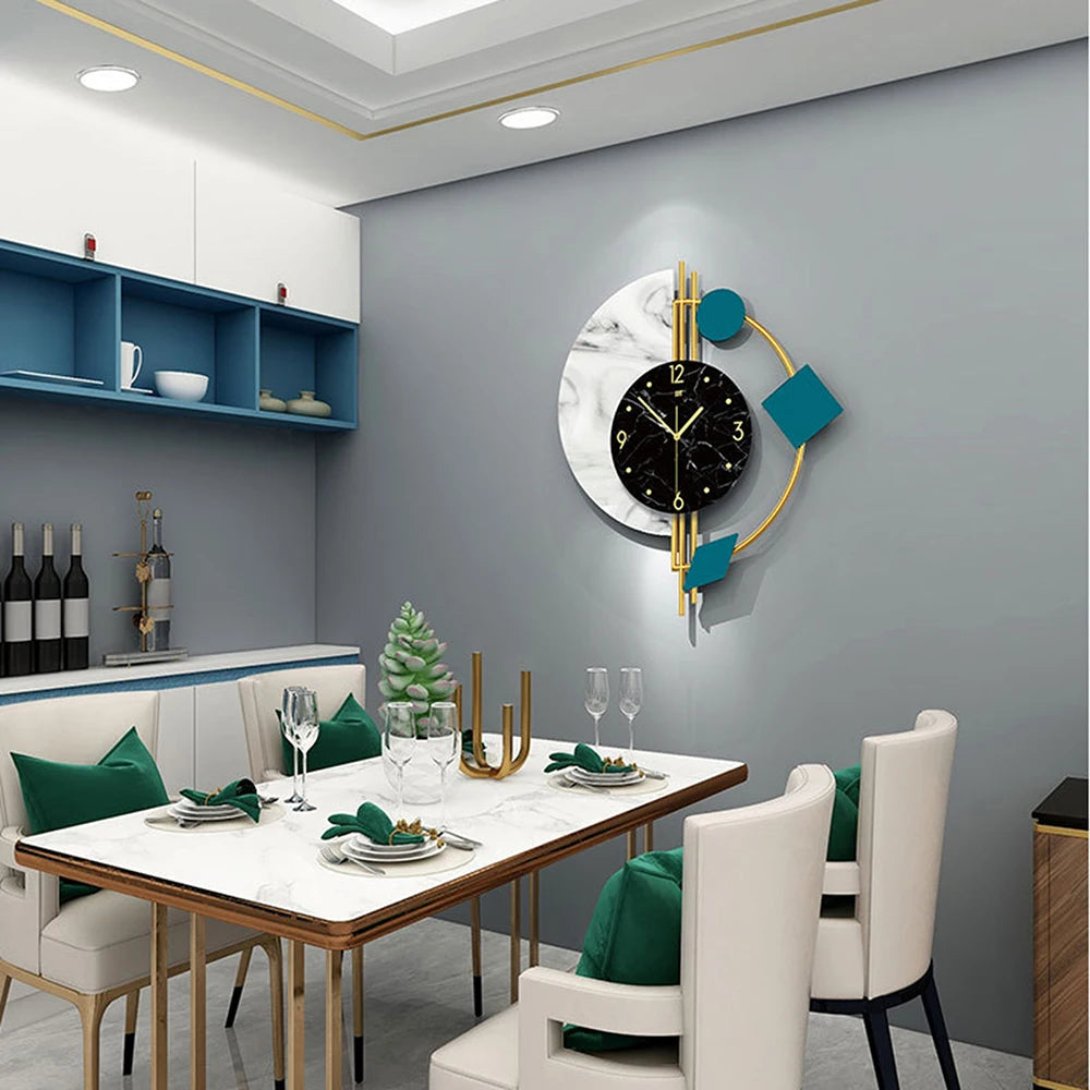 Premium Silent Sweep Marble Wall Clock For Living Rooms