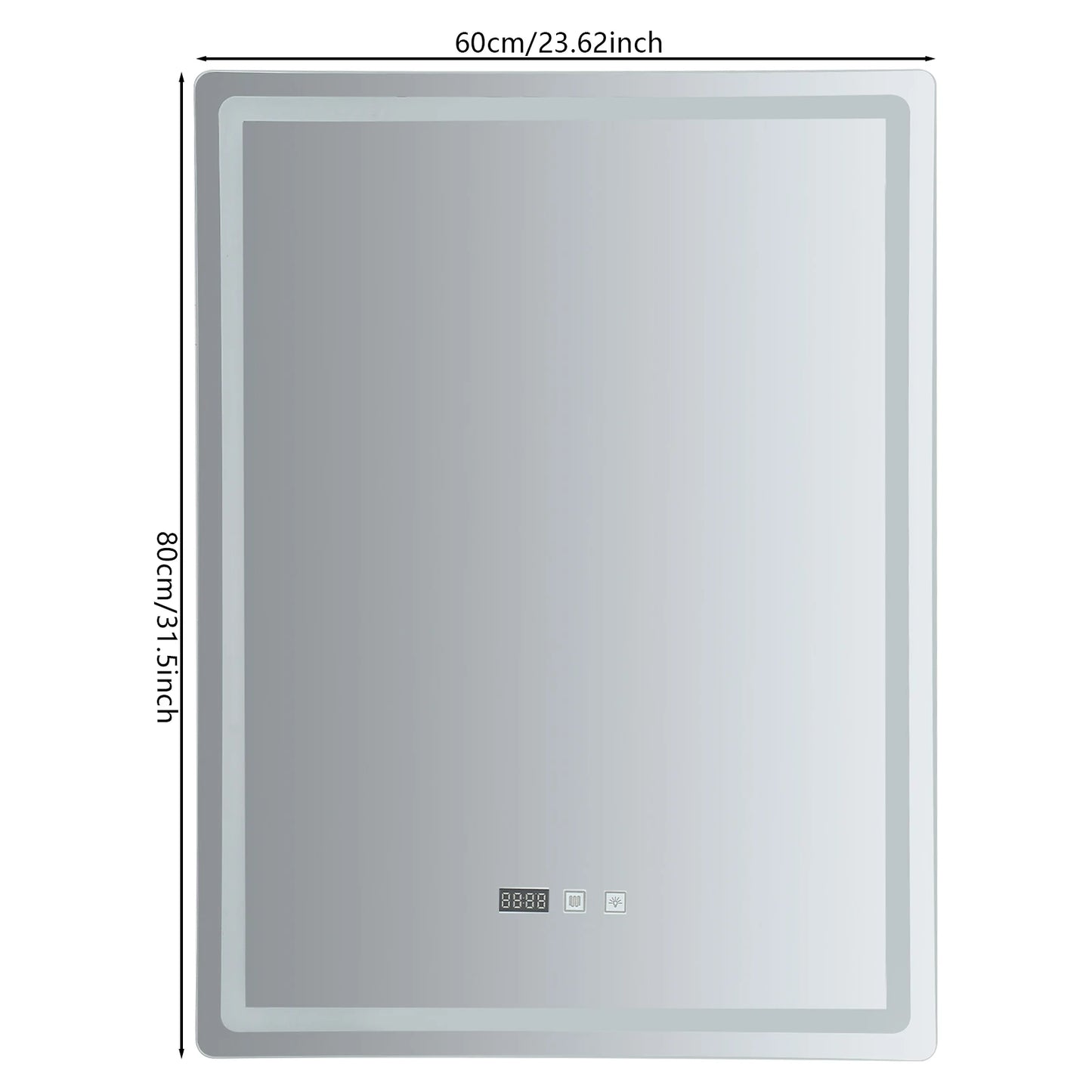 Led Bathroom Mirror Wall Mounted Anti Fog Lighted Smart Vanity Mirror with Time & Temperature Display