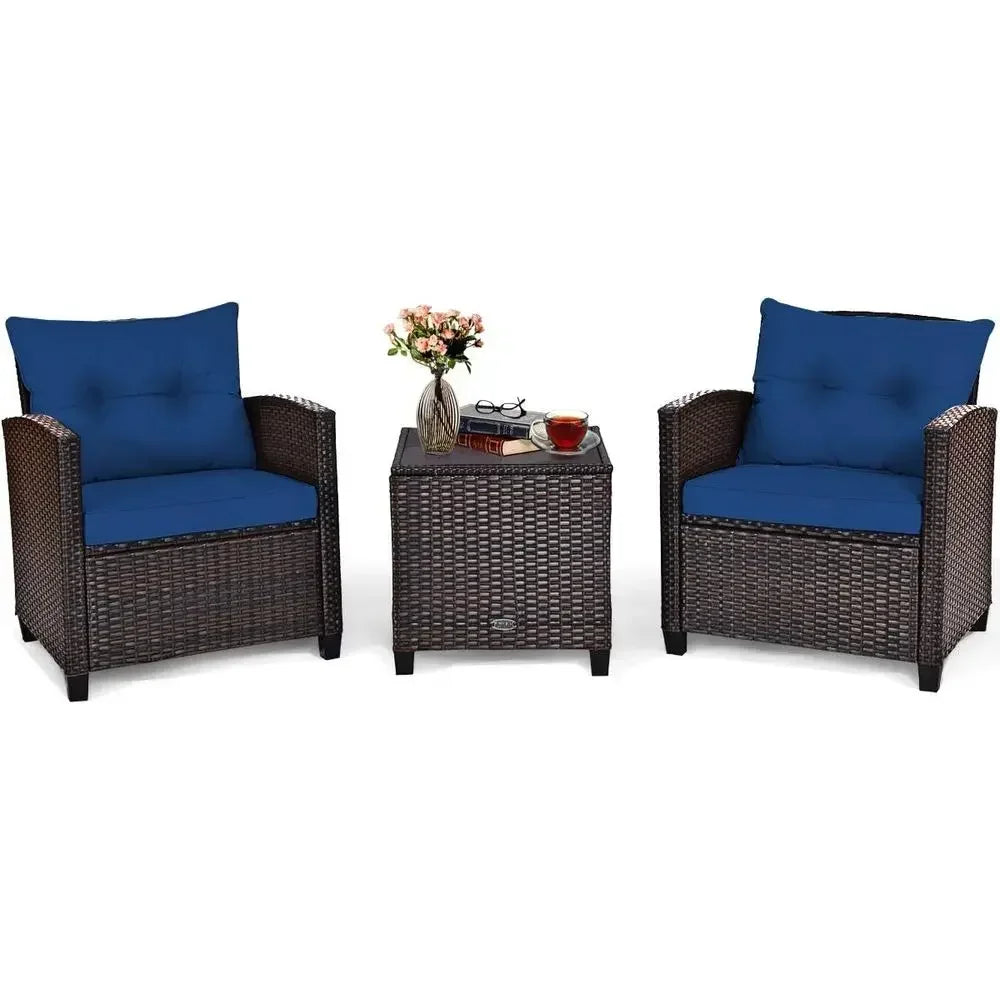 Modern Outdoor Patio Furniture Set With Tempered Glass Table