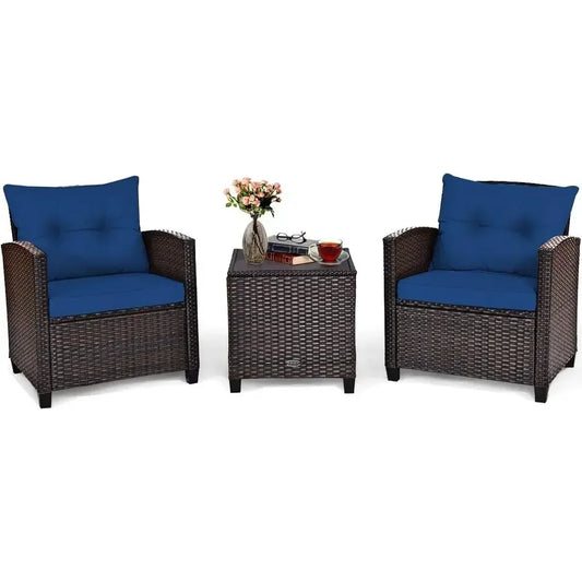 Modern Outdoor Patio Furniture Set With Tempered Glass Table