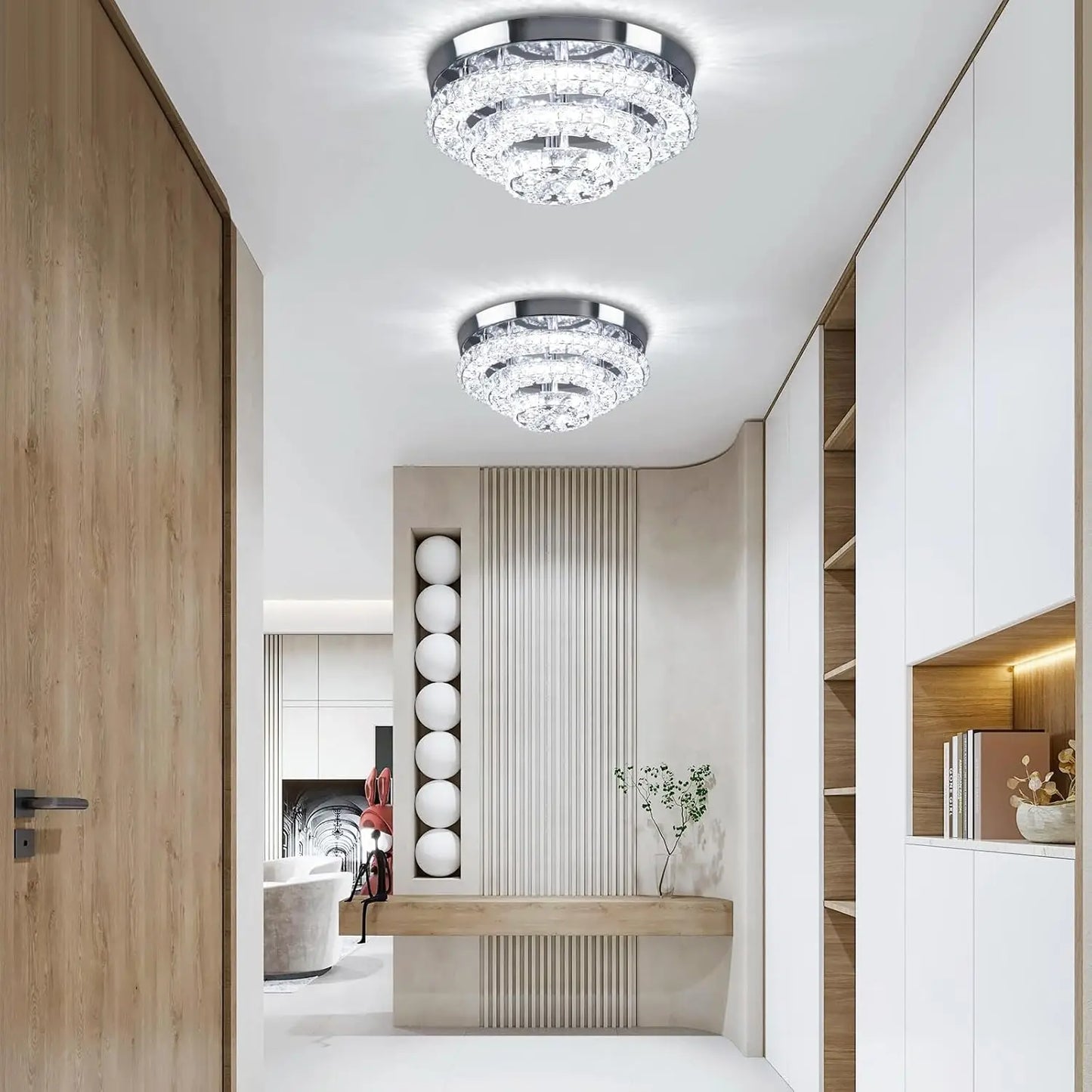 FRIXCHUR Crystal Chandeliers Modern LED Ceiling Light Semi Flush Mount