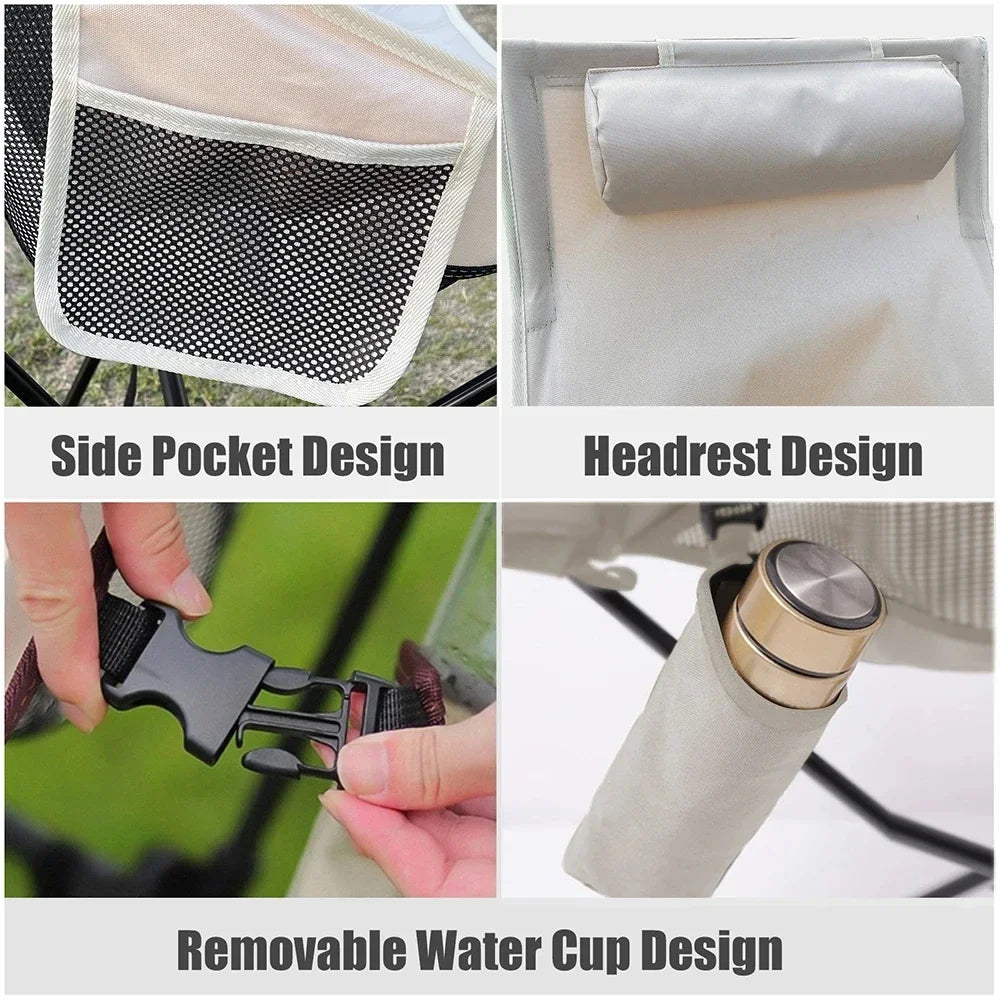 Portable Folding Camping Chair with Headrest Lightweight