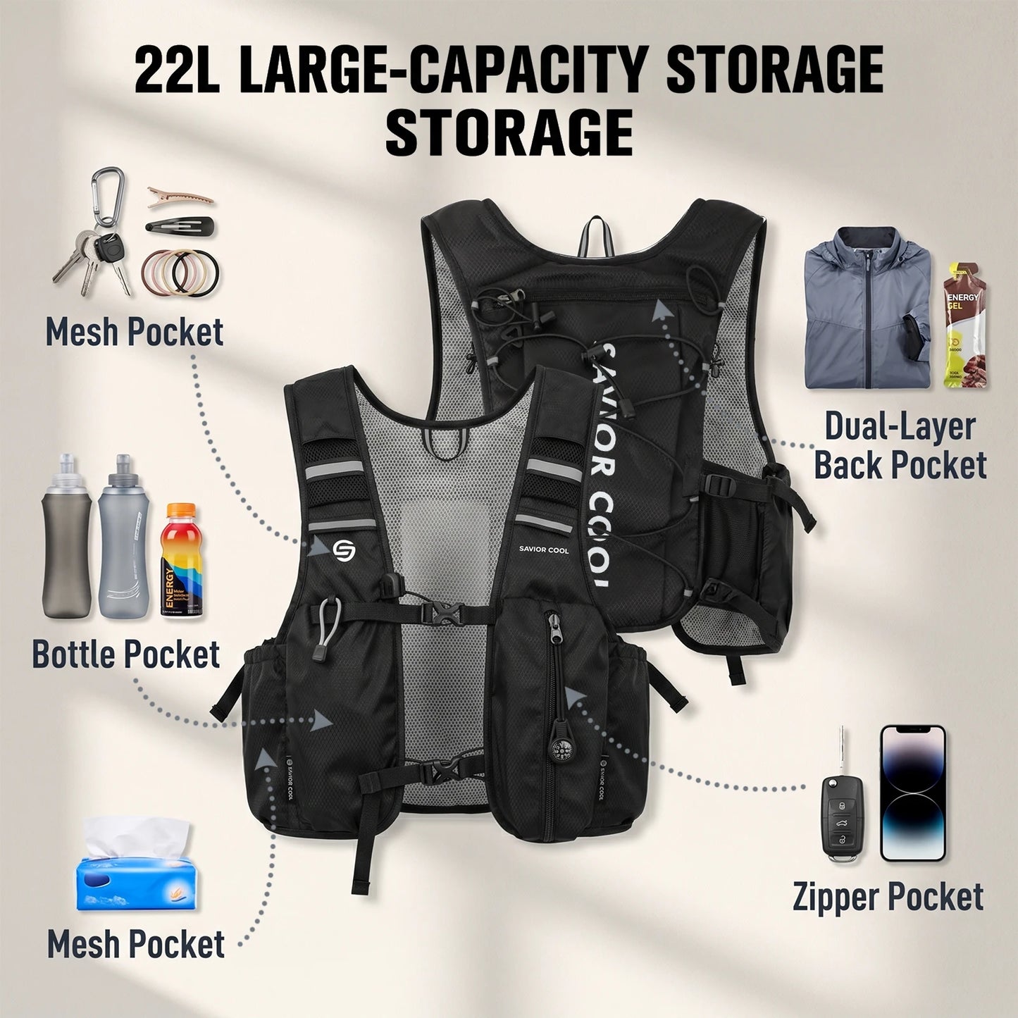 Outdoors Cooling Vest Tactical Cooling Vest AC Vest Constant-Temperature Summer Cooling Technology with Built-in Water Bladder