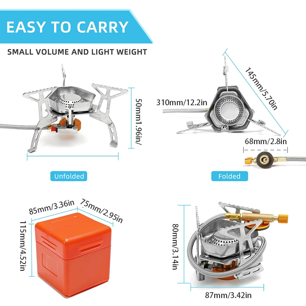 Camping Wind Proof Gas Stove Outdoor Burner Strong Fire Heater Cooker Portable Furnace Supplies Equipment Picnic