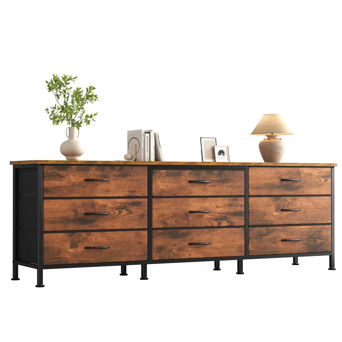 JHK Modern Nine Drawer Entertainment Center For Living Rooms